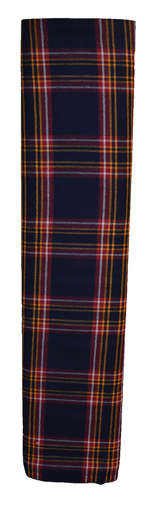 Navy Orange tartan cloth sample